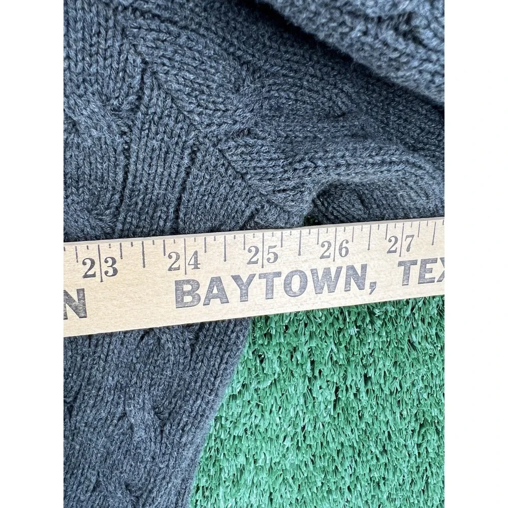 Vintage Polo Ralph Lauren Cable Knit Sweater Men L Grey V Neck Pony Cotton